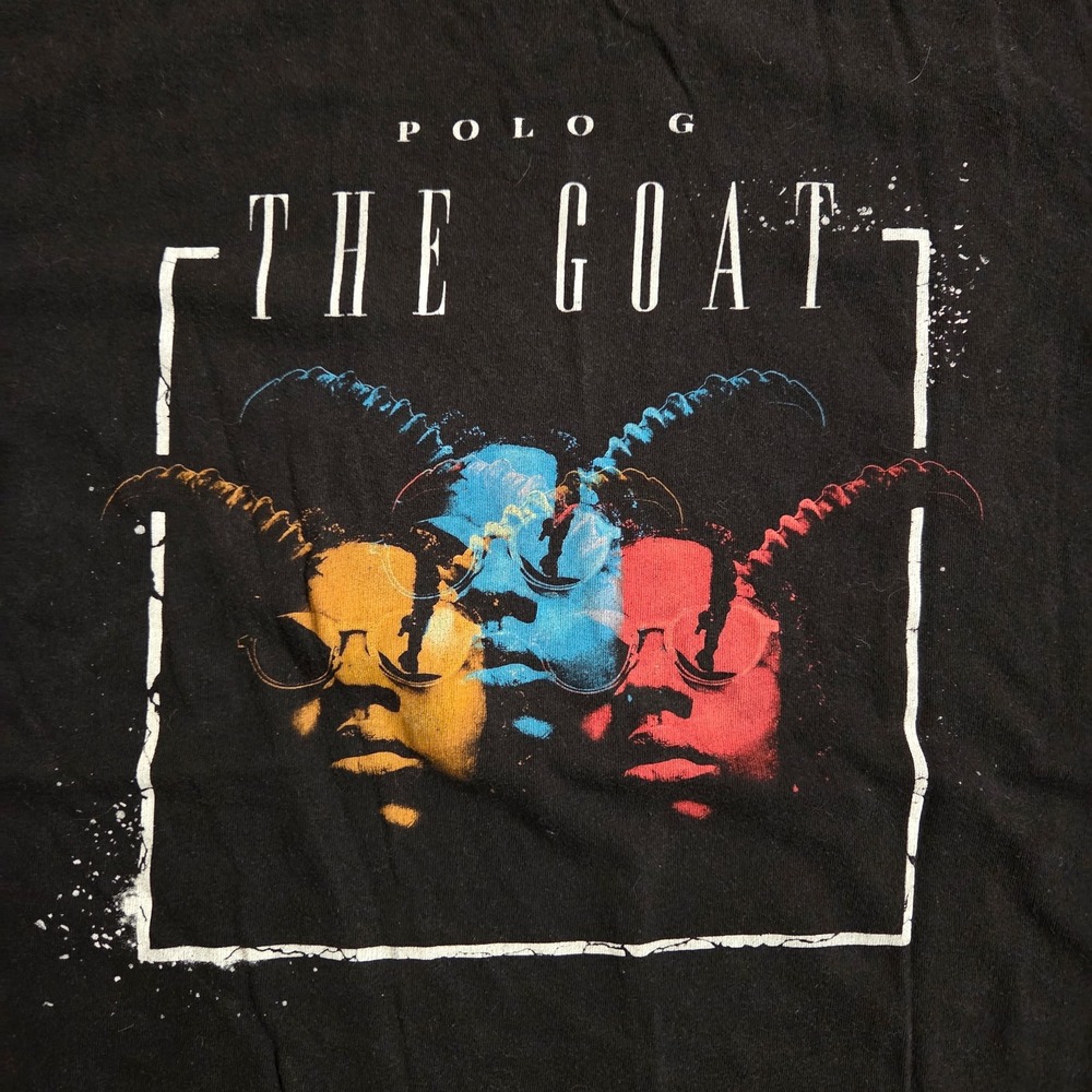 Polo G THE GOAT Rap Graphic T-Shirt Mens L Black Hip Hop Tee‎
